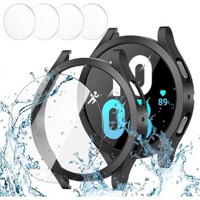 Haojavo [6+8] Pack for Samsung Galaxy Watch FE/Galaxy Watch 5/Galaxy Watch 4 40mm Screen Protector Case, Hard PC Protective Bumper Shell + Anti-Fog Tempered Glass Film, Waterproof Face Cover Set