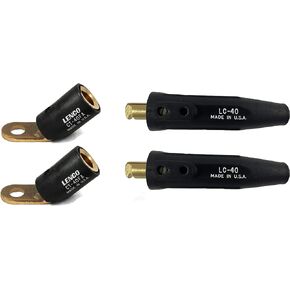 Combo: 2 Each Lenco 08030 CT-40FA Terminal Lug & 2 Each LC-40 Cable Connector 05053 for Cable Sizes 1/0-2/0