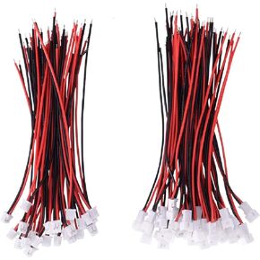 Letool 30 Pairs JST 1.25mm 2 Pin Micro Male Female Connector Plug with Red Black Wire Cable 80mm