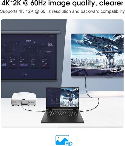 محول USB C الى HDMI، محول اليوتينج USB نوع C الى HDMI (متوافق مع ثاندربولت 3) 4K 60Hz يدعم نقل الصوت والفيديو من النوع C 3.1 الى HDMI وصلة انثى الى ذكر لاجهزة USB-C in Kuwait