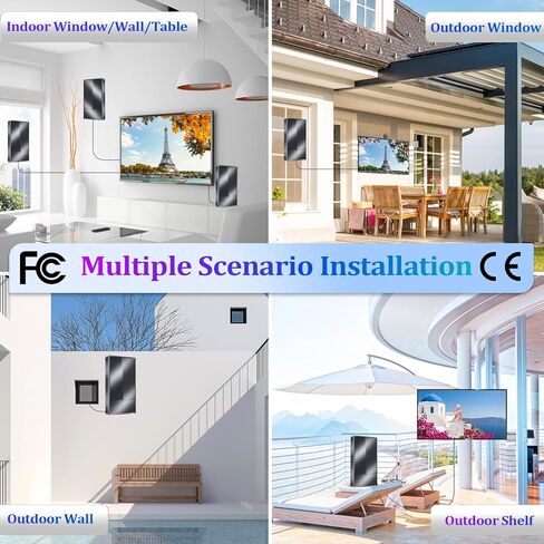 1600+ Miles Range TV Antenna, 2023 Digital TV Antenna for Smart TV Indoor Outdoor, Amplified HD Antenna Signal Booster - 45ft Cable/AC Adapter - Support 8K 4K HDTV 1080p All TVs in Kuwait