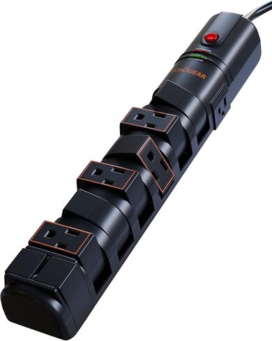 ECHOGEAR VoltSpin Surge Protector Power Strip with Rotating Outlets, Flat Plug, Long Cord, & Mounting Holes - Power Strip with Heavy Duty Surge Suppression Plus Built-in Cable Management in Kuwait