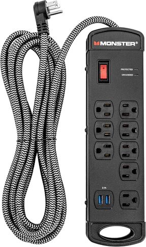 Monster Pro MI Professional Surge Protector Power Strip with Fireproof MOV Technology for Computers, Amplifiers, Pedal Boards, and Pro Audio Gear in Kuwait