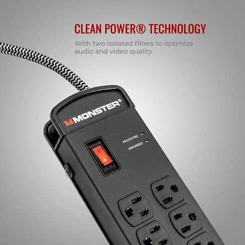 Monster Pro MI Professional Surge Protector Power Strip with Fireproof MOV Technology for Computers, Amplifiers, Pedal Boards, and Pro Audio Gear in Kuwait