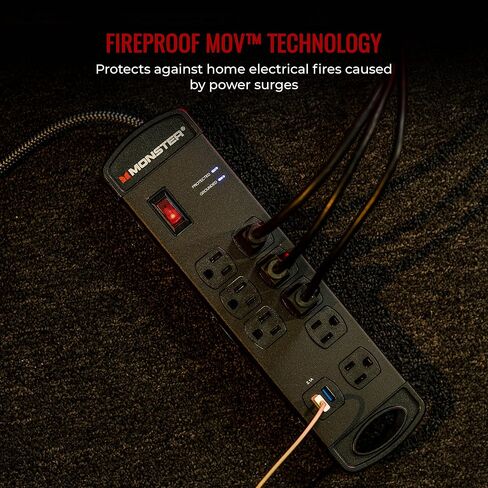 Monster Pro MI Professional Surge Protector Power Strip with Fireproof MOV Technology for Computers, Amplifiers, Pedal Boards, and Pro Audio Gear in Kuwait