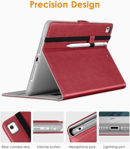 DTTO for iPad 9.7 Inch 5th/6th Generation 2018/2017 Case with Apple Pencil Holder, Premium Leather Folio Stand Cover Case for Apple iPad 9.7 inch, Also Fit iPad Pro 9.7/Air 2/Air - Dark Brown in Kuwait
