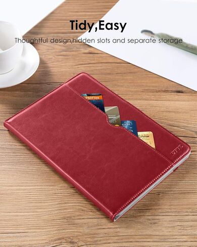 DTTO for iPad 9.7 Inch 5th/6th Generation 2018/2017 Case with Apple Pencil Holder, Premium Leather Folio Stand Cover Case for Apple iPad 9.7 inch, Also Fit iPad Pro 9.7/Air 2/Air - Dark Brown in Kuwait