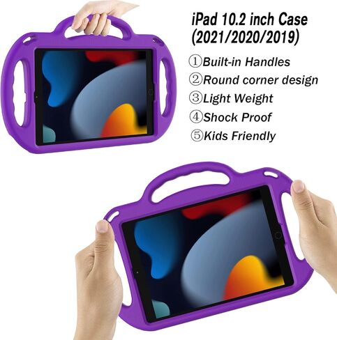 حافظة LTROP iPad الجيل التاسع/8/السابع، حافظة iPad 10.2 2021/2020/2019 مقاومة للصدمات للأطفال مع حامل بمقبض حزام الكتف، أزرق in Kuwait