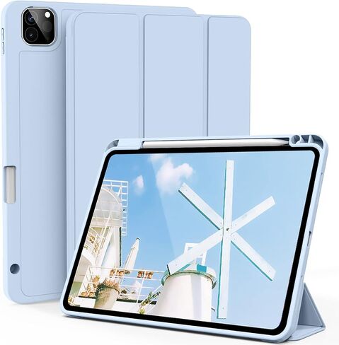 حافظة kenke لجهاز iPad Pro 11 بوصة الجيل الرابع/الثالث/الثاني (2022/2021/2020) مع حامل قلم رصاص، غطاء ذكي نحيف ثلاثي الطي مع ظهر ناعم من مادة TPU، يدعم شحن قلم الرصاص من الجيل الثاني، نوم/استيقاظ تلقائي، أخضر داكن in Kuwait