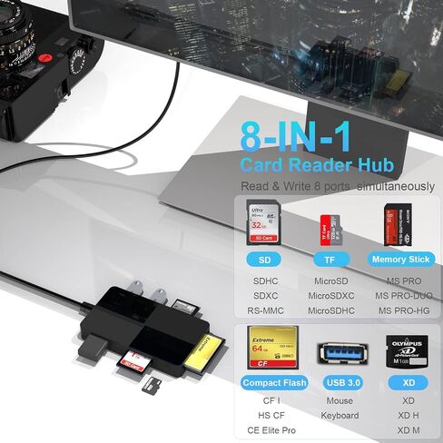 قارئ USB C CAC عسكري، قارئ بطاقات ذكية DOD Military USB وصول مشترك CAC، معرف طي صغير، خصم، قارئ بطاقات الائتمان متوافق مع Windows، Mac OS، Linux، هاتف Android (النوع C) in Kuwait
