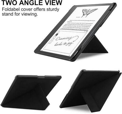 KuRoKo Slimshell Case for Kindle Scribe 10.2" 2022 Released, Origami Standing Lightweight PU Leather Stand Smart Cover with Pen Holder for Kindle Scribe 10.2 inch-Black in Kuwait