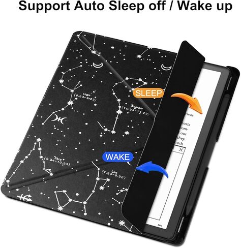 حافظة KuRoKo Slimshell لجهاز Kindle Scribe مقاس 10.2 بوصة إصدار 2022، غطاء ذكي بحامل من جلد البولي يوريثان خفيف الوزن مع حامل قلم لجهاز Kindle Scribe مقاس 10.2 بوصة - سماء مرصعة بالنجوم in Kuwait