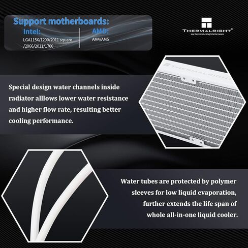 Thermalright Frozen Prism360 White ARGB CPU Liquid Cooler,Efficient PWM Controlled Pump 3300RPM,3×TL-E12 Series PWM Fan,Water Cooling Computer Parts,for AMD AM4/AM5,Intel 1150/1156/1200/1700/2011 in Saudi Arabia