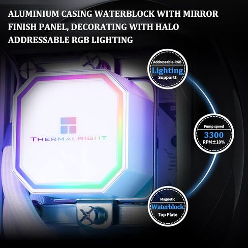 Thermalright Frozen Prism360 White ARGB CPU Liquid Cooler,Efficient PWM Controlled Pump 3300RPM,3×TL-E12 Series PWM Fan,Water Cooling Computer Parts,for AMD AM4/AM5,Intel 1150/1156/1200/1700/2011 in Saudi Arabia