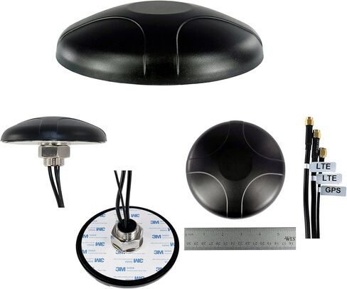 Proxicast 3-in-1 Low-Profile 4G/LTE 2x2 MIMO + GPS Vehicle Roof Antenna | 3 dBi Omni-Directional Screw Mount Combination Antenna for 4G Cellular & GPS - 16 ft Cables with SMA Male Plugs - ANT-500-201 in Kuwait
