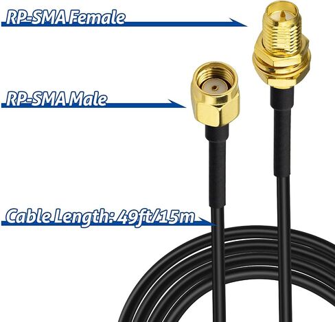 كابل تمديد هوائي BINGFU WiFi بطول 50 قدمًا RP-SMA ذكر إلى RP-SMA أنثى حاجز مزدوج محمي بخسارة منخفضة - 100 كابل لكاميرا IP لجهاز التوجيه اللاسلكي WiFi Hotspot Security in Kuwait