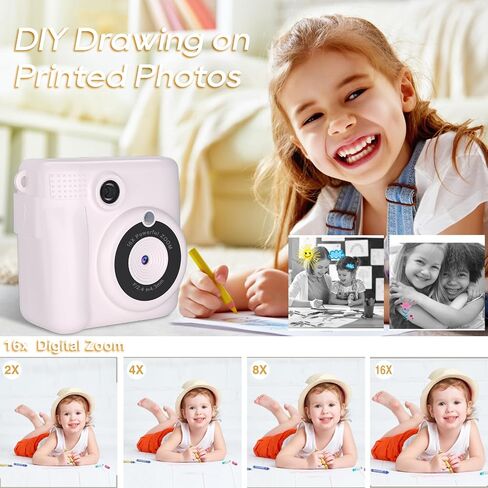 Instant Print Camera for Kids with 3 Rolls of Printer Paper, 1080P Toddler Digital Camera Toys for Age 3-12 with 32GB SD Card, Christmas & Birthday Gifts for 3 4 5 6 7 8 Year Old Girls & Boys (Purple) in Saudi Arabia