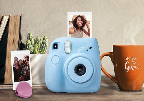 Fujifilm Instax Mini 7+ Camera, Easy to Operate, Portable, Handy Selfie Mirror, Polaroid Camera, Perfect for Beginners and Experts, Sleek and Stylish Design - Coral (Renewed) in Kuwait