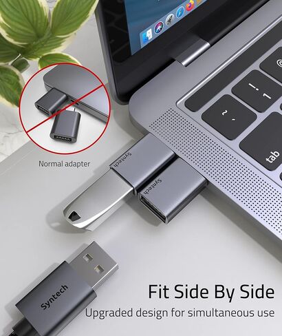محول Syntech USB C إلى USB 2 حزمة مناسب جنبًا إلى جنب من النوع C ذكر إلى USB C 3.0 أنثى محول متوافق مع iPhone 15 Pro Max MacBook Pro Air 2023 Mac iPad Mini 6/Pro وThunderbolt 4/3 أجهزة رمادي in Kuwait