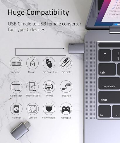 محول Syntech USB C إلى USB 2 حزمة مناسب جنبًا إلى جنب من النوع C ذكر إلى USB C 3.0 أنثى محول متوافق مع iPhone 15 Pro Max MacBook Pro Air 2023 Mac iPad Mini 6/Pro وThunderbolt 4/3 أجهزة رمادي in Kuwait