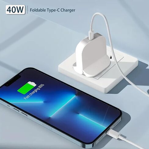 Acesidn Ultra-Thin & Portable - Type C Fast Charger 40W USB C - Mini, Innovative Design - Apple Phone Charger - Wall Charger Adapter USB Charger Block Plug in Wall Charger for iPhone/ipad/iwatch in Saudi Arabia