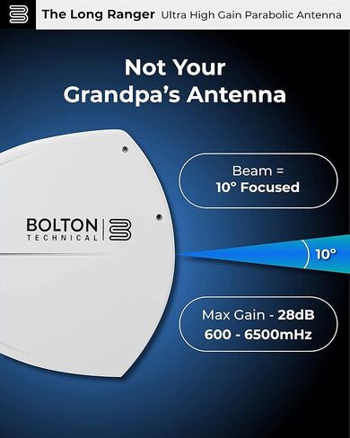 Bolton Long Ranger | New Parabolic Antenna - up to 20 Miles Range | High gain Cellular/WiFi Antenna up to +28 dB | All Cell Bands LTE,4G,5G,3G, WiFi 2.6/5 GHz WiFi 6 (Renewed) in Saudi Arabia