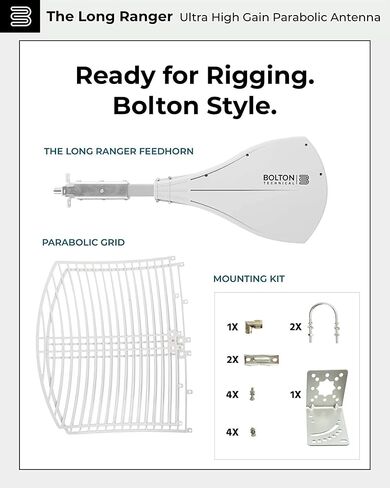 Bolton Long Ranger | New Parabolic Antenna - up to 20 Miles Range | High gain Cellular/WiFi Antenna up to +28 dB | All Cell Bands LTE,4G,5G,3G, WiFi 2.6/5 GHz WiFi 6 (Renewed) in Saudi Arabia