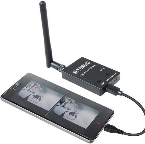 مستقبل اف بي في 5.8G 150CH او تي جي فيديو UVC VTX 5dBi SMA انثى بلاستيك للهواتف الذكية اندرويد وشاشة الكمبيوتر - اسود in Kuwait