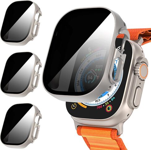 حافظة Suoman مكونة من 3 قطع لساعة Apple Watch Ultra/Ultra 2 مقاس 49 مم، [مضادة للظهور] غطاء حافظة من الزجاج المقوى رفيع للغاية لساعة iWatch Series 8/iWatch Series 9 Ultra/Ultra 2 49 مم in Kuwait