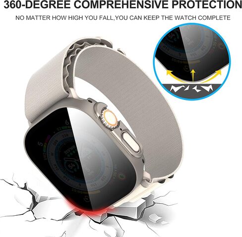 حافظة Suoman مكونة من 3 قطع لساعة Apple Watch Ultra/Ultra 2 مقاس 49 مم، [مضادة للظهور] غطاء حافظة من الزجاج المقوى رفيع للغاية لساعة iWatch Series 8/iWatch Series 9 Ultra/Ultra 2 49 مم in Kuwait
