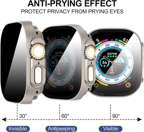 حافظة Suoman مكونة من 3 قطع لساعة Apple Watch Ultra/Ultra 2 مقاس 49 مم، [مضادة للظهور] غطاء حافظة من الزجاج المقوى رفيع للغاية لساعة iWatch Series 8/iWatch Series 9 Ultra/Ultra 2 49 مم in Kuwait