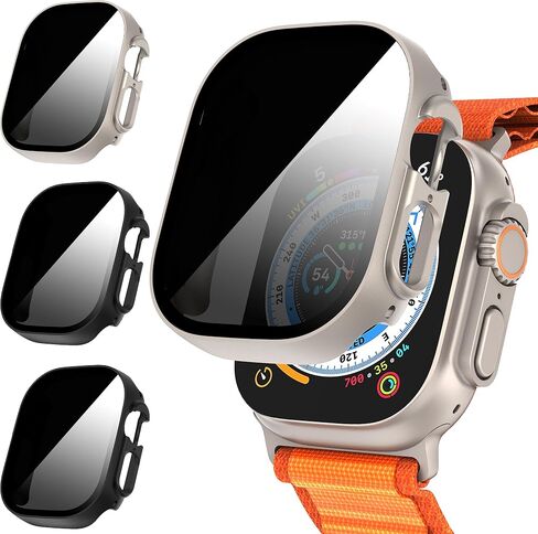 حافظة Suoman مكونة من 3 قطع لساعة Apple Watch Ultra/Ultra 2 مقاس 49 مم، [مضادة للظهور] غطاء حافظة من الزجاج المقوى رفيع للغاية لساعة iWatch Series 8/iWatch Series 9 Ultra/Ultra 2 49 مم in Kuwait
