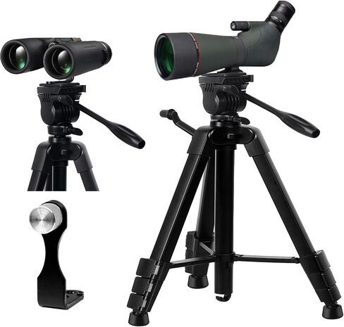 Binocular Tripod, Spotting Scope Tripod Stand with Binocular Adapter and 2 QR Plates, Travel Camera Stand, Compatible with Binoculars/Spotting Scope/Camera/Telescope/Astronomy Binoculars/DSLR in Saudi Arabia