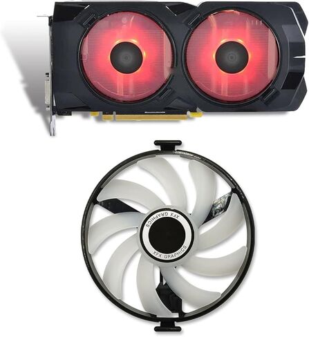 Cavabien 94mm FDC10U12S9-C استبدال مروحة التبريد لـ XFX AMD Radeon RX 470 480 580 RX580 RX480 RX470 Edition Crimson Graphics Card Cooling Fan (مروحة الرسومات-2 قطعة) in Kuwait