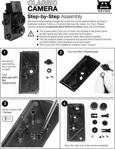DEVMO متوافق مع DIY Lightnes Classic Retro Holga Lomo Recesky TLR Camera 35mm Film Twin Lens Reflex Kit in Kuwait