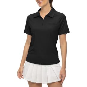 TBMPOY Women's Polo Shirts Short Sleeve UPF 50+ Zip Up Athletic Golf T Shirts Quick Dry Lightweight Tennis Sports Shirt