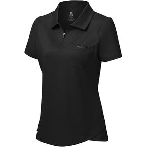 MoFiz Womens Polo Shirts Short Sleeve Moisture Wicking Golf Shirts with Pockets Quick Dry Collared 1/4 Zipper Tennis Shirts