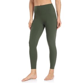 YUNOGA Women's High Waist Workout Leggings, No Front Seam Tummy Control Yoga Tight Pants 25"
