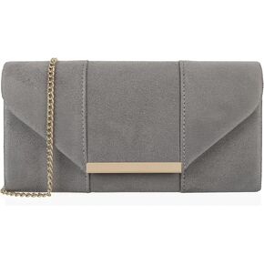 Dexmay Women Faux Suede Envelope Clutch Purse Evening Velvet Handbag Foldover Shoulder Crossbody Bag