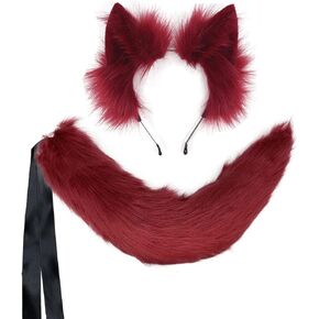 Agymo Oversize Grey Wolf Ears and Tail Sets, Furry Ears Headbands,Halloween Christmas Gifts, Wolf Gifts for Women Men Teen Girls