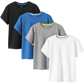 LAPASA Kids T-Shirts Short Sleeve (4 Pack) 100% Cotton Plain Top Tees Boy & Girl Unisex Toddler Children Tie Dye Summer K01