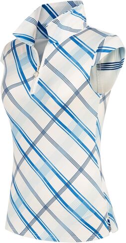 Women's Golf Polo Shirts Sleeveless Zip Up Collar UPF 50+ Tennis T-Shirt Lightweight Quick Dry Tops in Kuwait