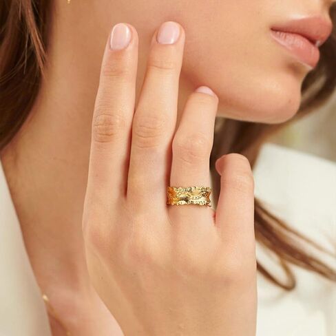 MTMY 14K Gold Plated Rings for Women Dainty Stacking Ring Statement Ring Eternity Bands Jewelry Gift Size 6 to 8 in Kuwait