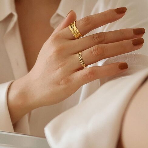 MTMY 14K Gold Plated Rings for Women Dainty Stacking Ring Statement Ring Eternity Bands Jewelry Gift Size 6 to 8 in Kuwait