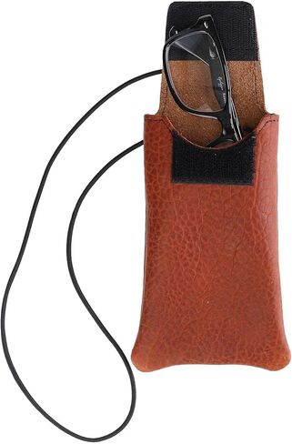 Boston Leather Textured Bison Leather Eyeglass Case with Neck String in Saudi Arabia