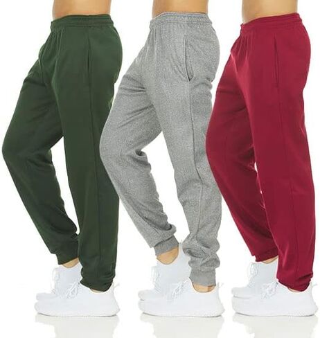 DARESAY Mens 3 Pack Dry Fit Fleece Athletic Workout Jogger Sweatpants for Men with Pockets and Drawstring Size S-3XL in Kuwait