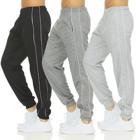 DARESAY Mens 3 Pack Dry Fit Fleece Athletic Workout Jogger Sweatpants for Men with Pockets and Drawstring Size S-3XL in Kuwait