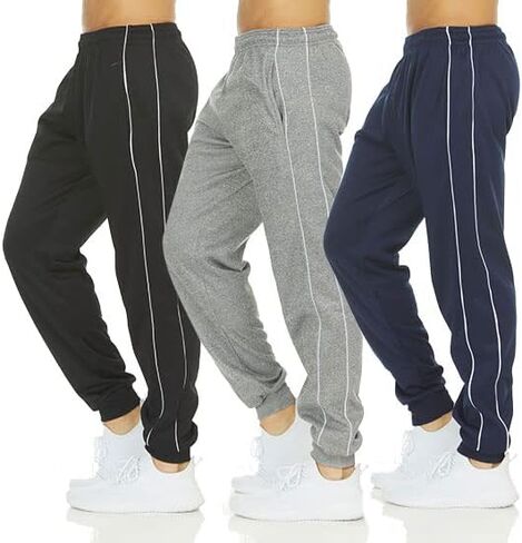 DARESAY Mens 3 Pack Dry Fit Fleece Athletic Workout Jogger Sweatpants for Men with Pockets and Drawstring Size S-3XL in Kuwait
