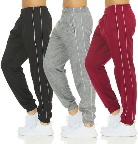 DARESAY Mens 3 Pack Dry Fit Fleece Athletic Workout Jogger Sweatpants for Men with Pockets and Drawstring Size S-3XL in Kuwait