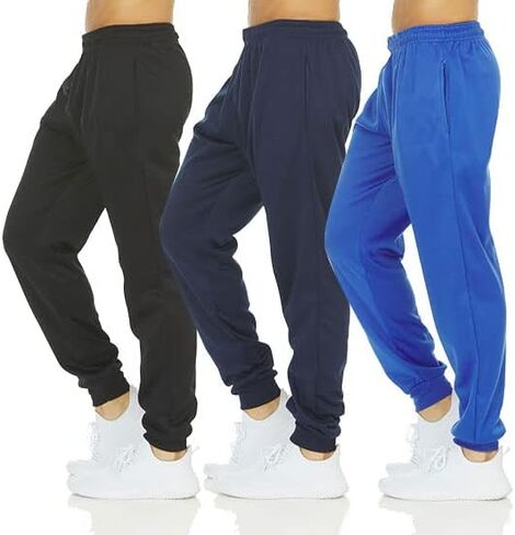 DARESAY Mens 3 Pack Dry Fit Fleece Athletic Workout Jogger Sweatpants for Men with Pockets and Drawstring Size S-3XL in Kuwait